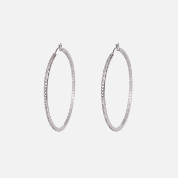 Load image into Gallery viewer, Silvered hoop earrings with stones
