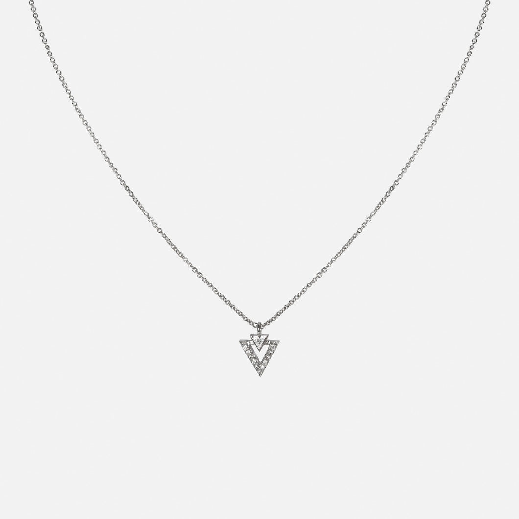 Double triangle pendant with cubic zirconia stones   