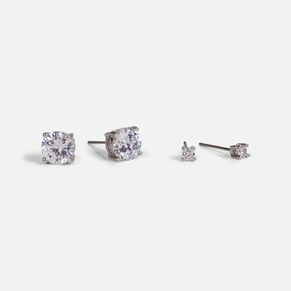 Load image into Gallery viewer, Duo of earrings with round cubic zirconia stones   
