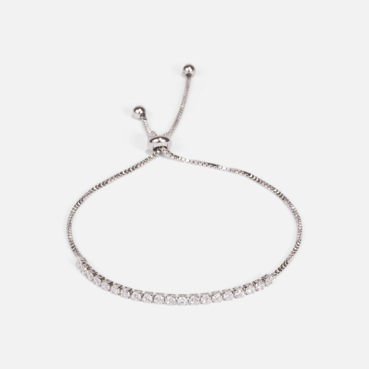 Adjustable bracelet with chain and small cubic zirconia stones