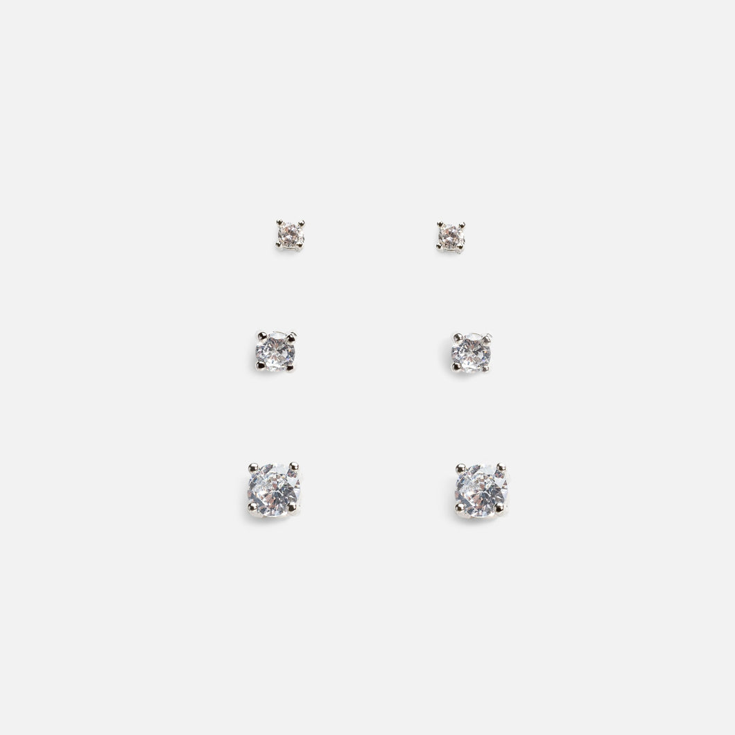 Trio of fixed silver earrings 