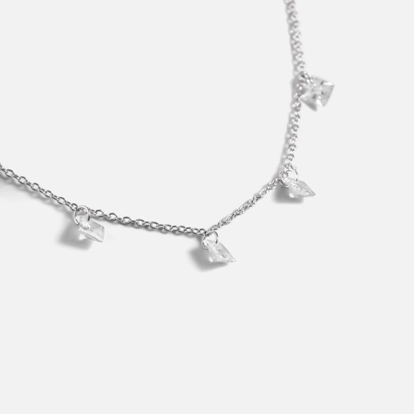 Load image into Gallery viewer, Silvered chain decorated with five cubic zirconia stones
