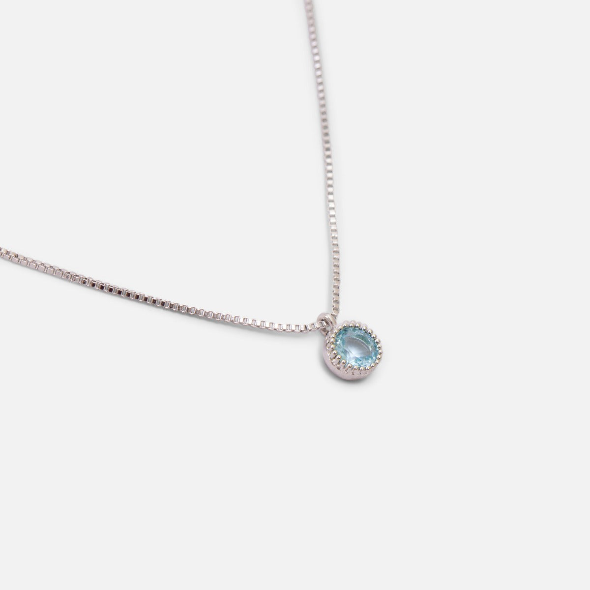 Silvered pendant birthstone " aquamarine stone "