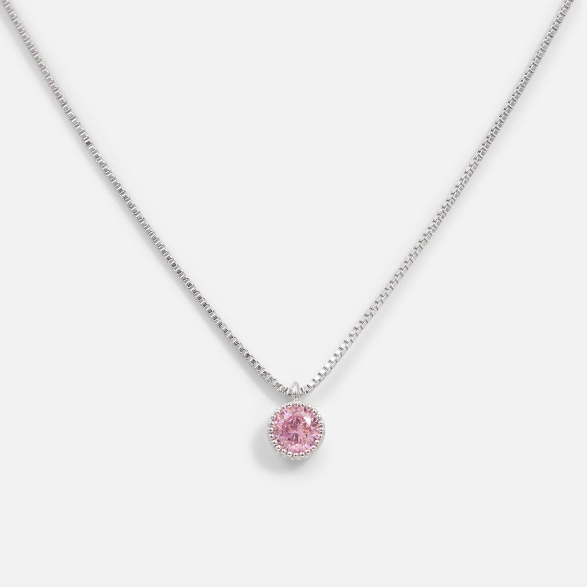 Silvered pendant birthstone " pink tourmaline stone "