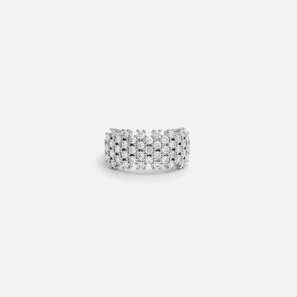 Load image into Gallery viewer, Large silvered ring with zircons insert
