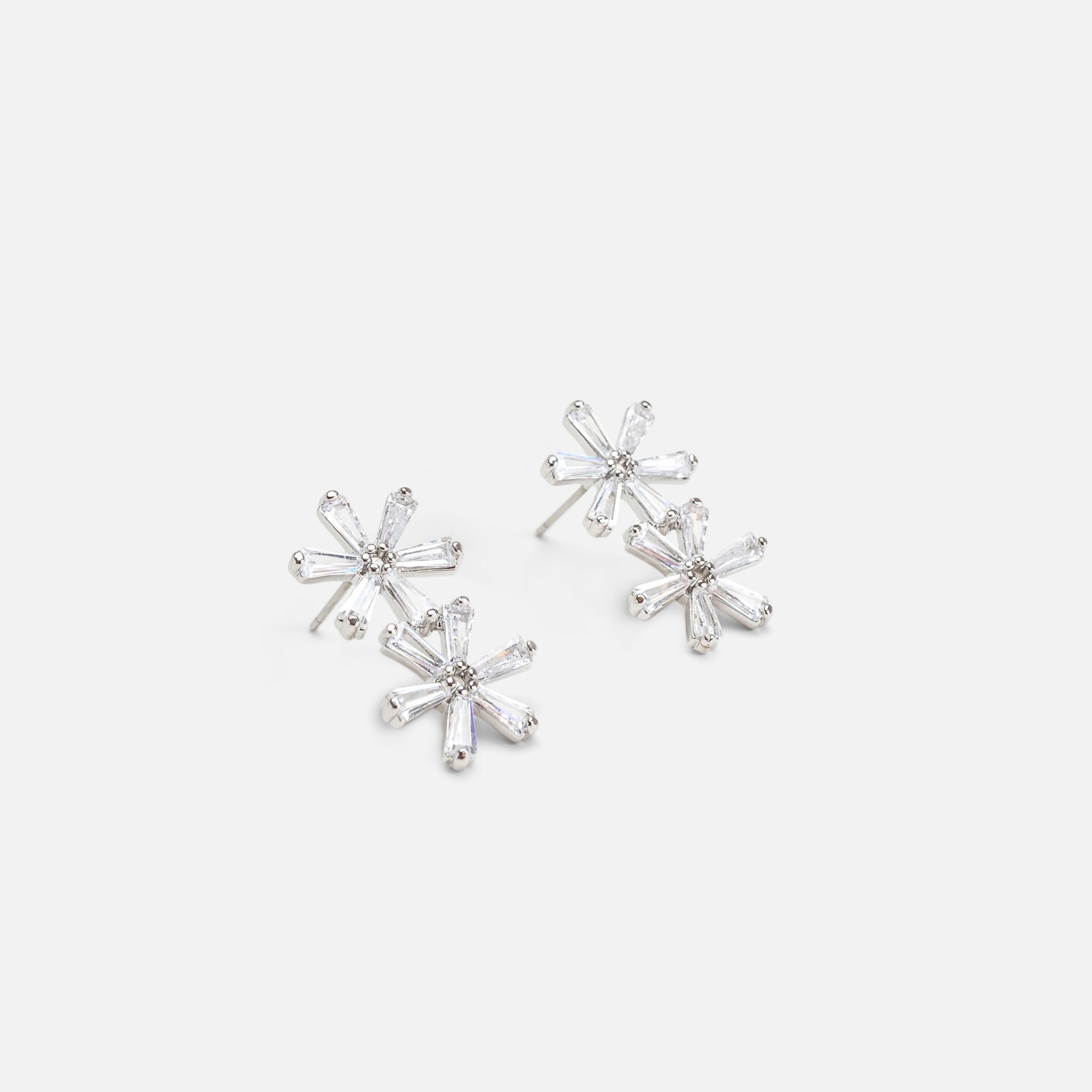 Silver earrings with small flowers