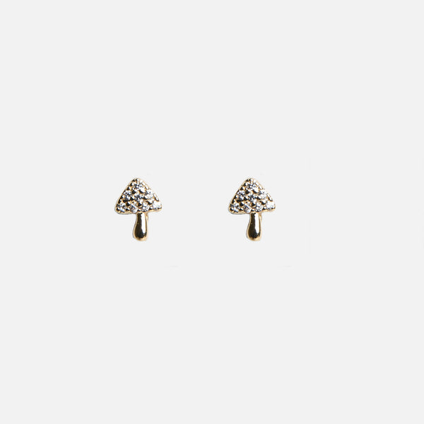 Charger l&#39;image dans la galerie, Boucles d’oreilles champignons argentées avec zircons cubiques
