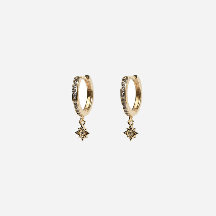 Golden hoop earrings with star charm