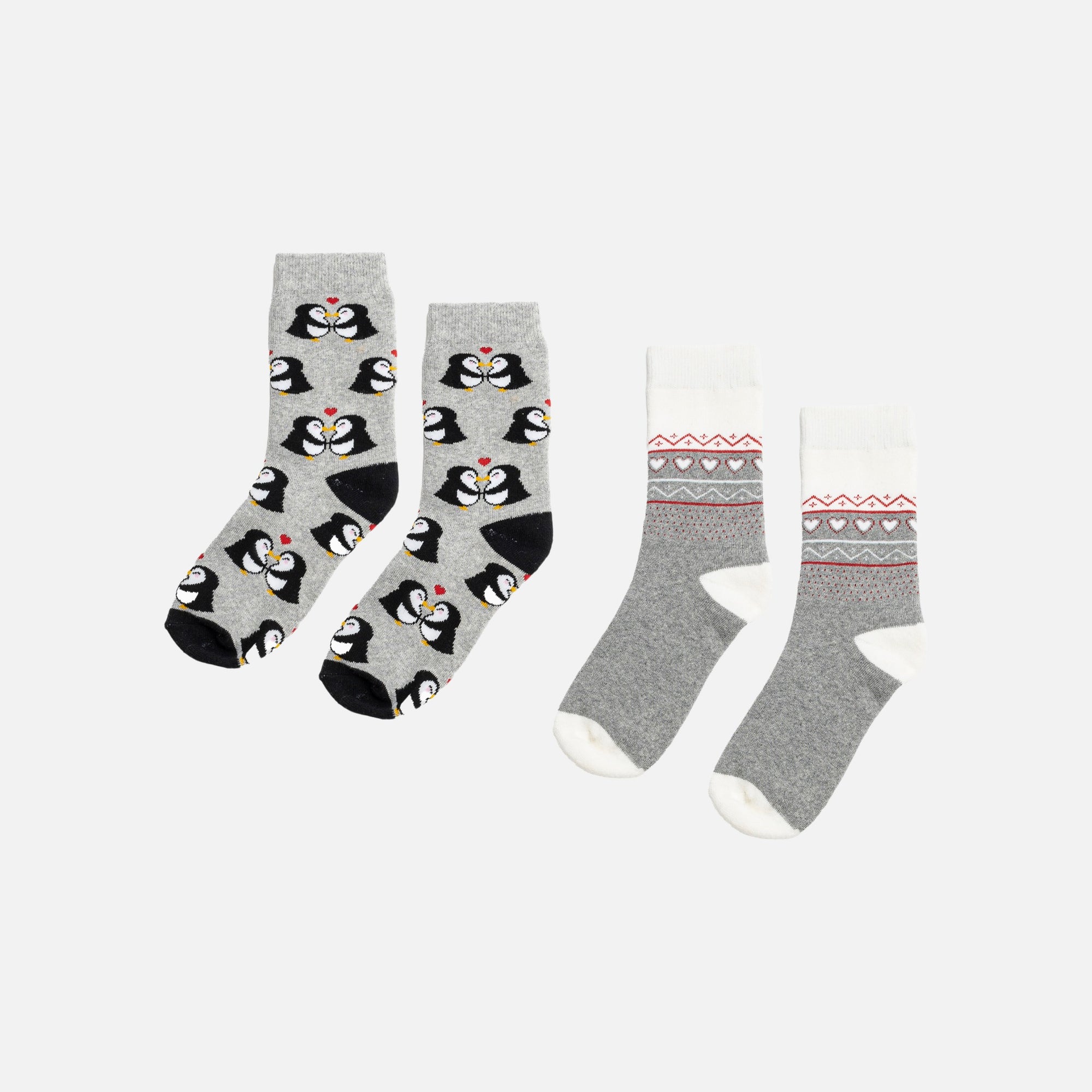 Duo grey thermal socks with penguin 