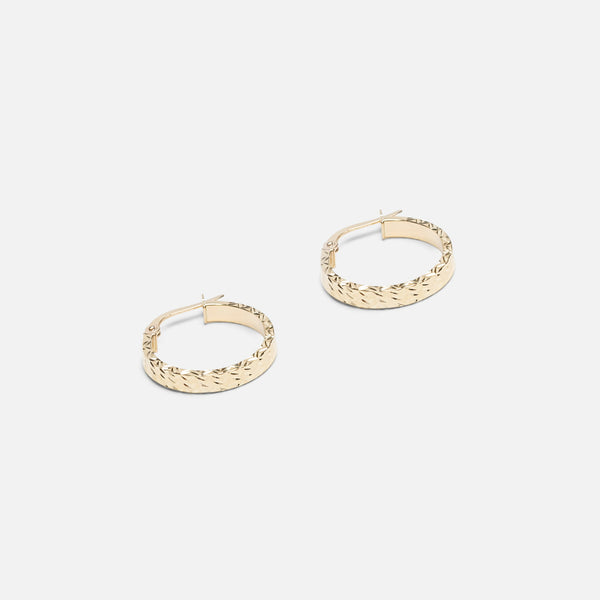 Load image into Gallery viewer, 10k yellow gold textured hoop earrings
