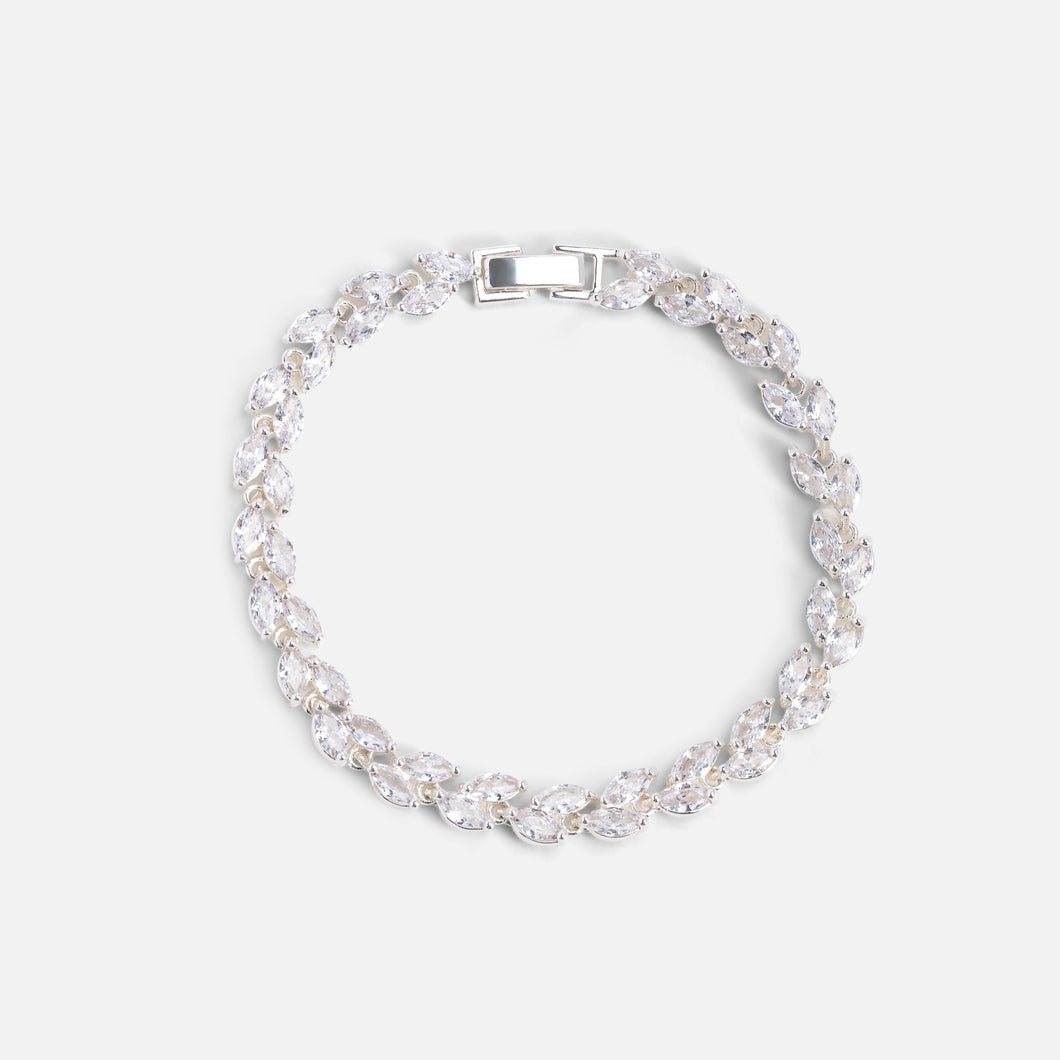 Silvered bracelet with cubic zirconia inserts