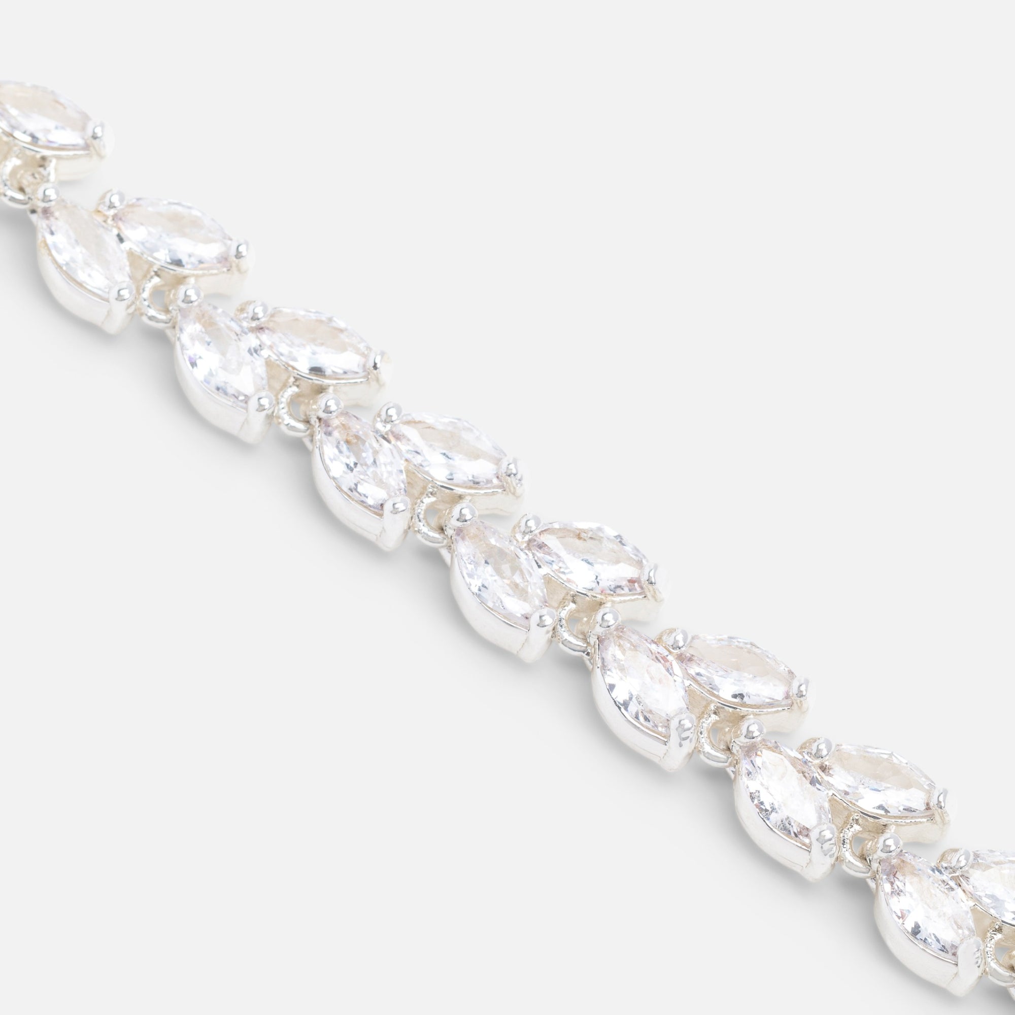 Silvered bracelet with cubic zirconia inserts