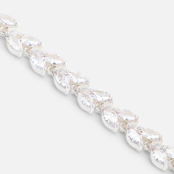Load image into Gallery viewer, Silvered bracelet with cubic zirconia inserts
