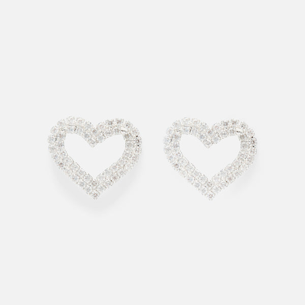 Load image into Gallery viewer, Heart and cubic zirconia earrings
