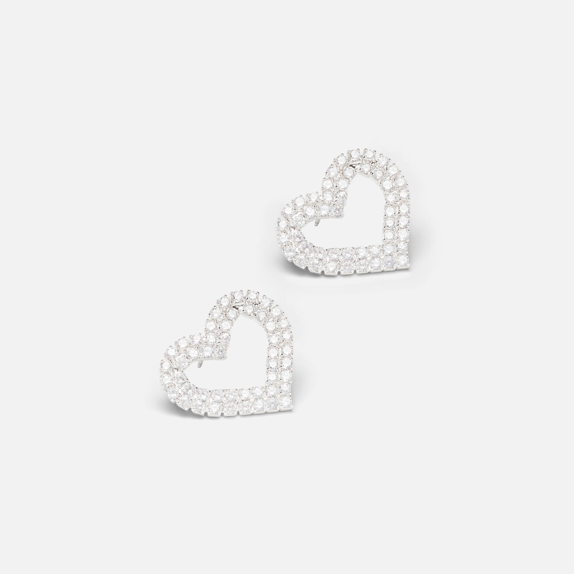 Heart and cubic zirconia earrings