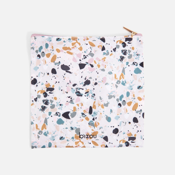 Load image into Gallery viewer, Blue duo of reusable nylon snack bags with terrazzo effect
