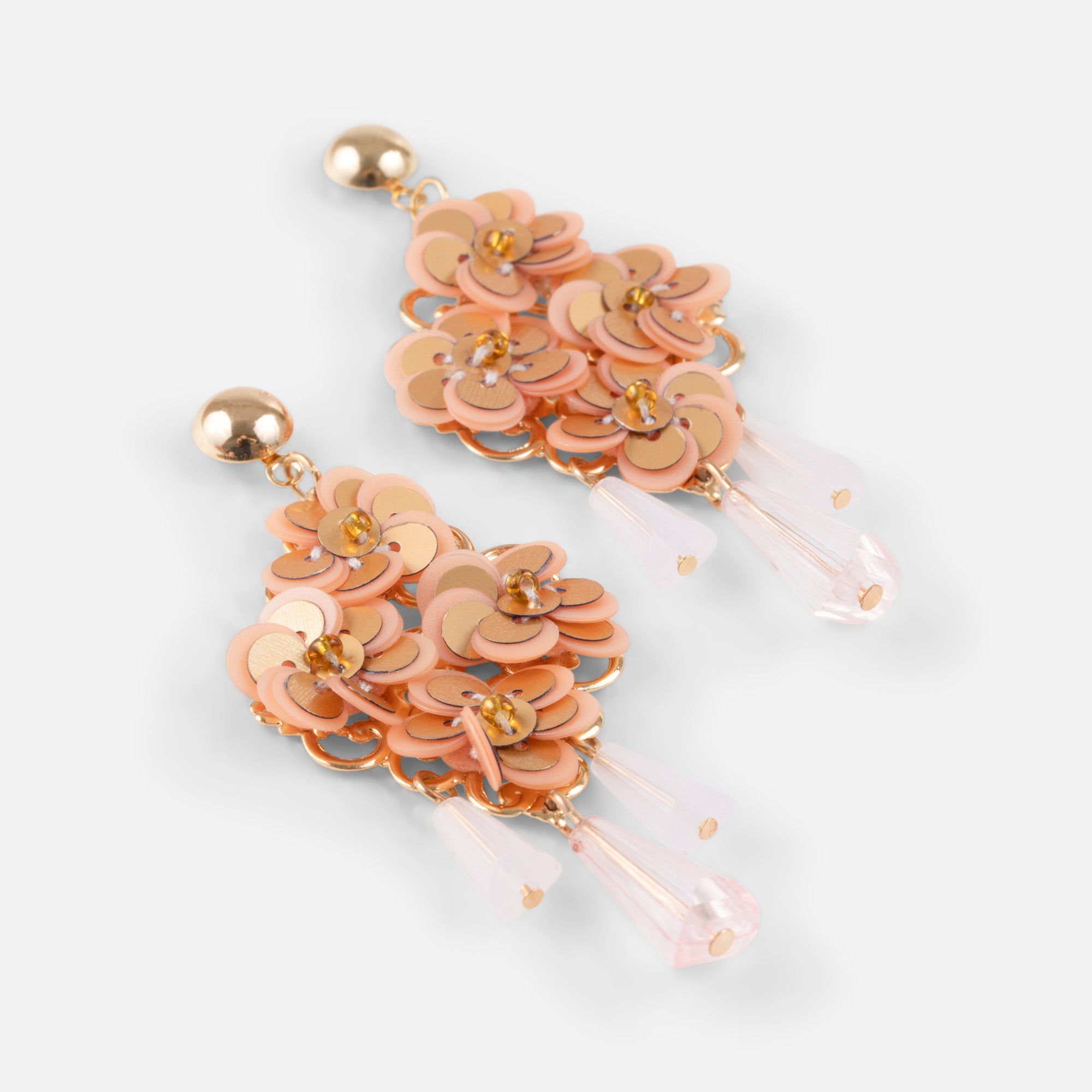 Boucles d'oreilles pendantes à fleurs roses