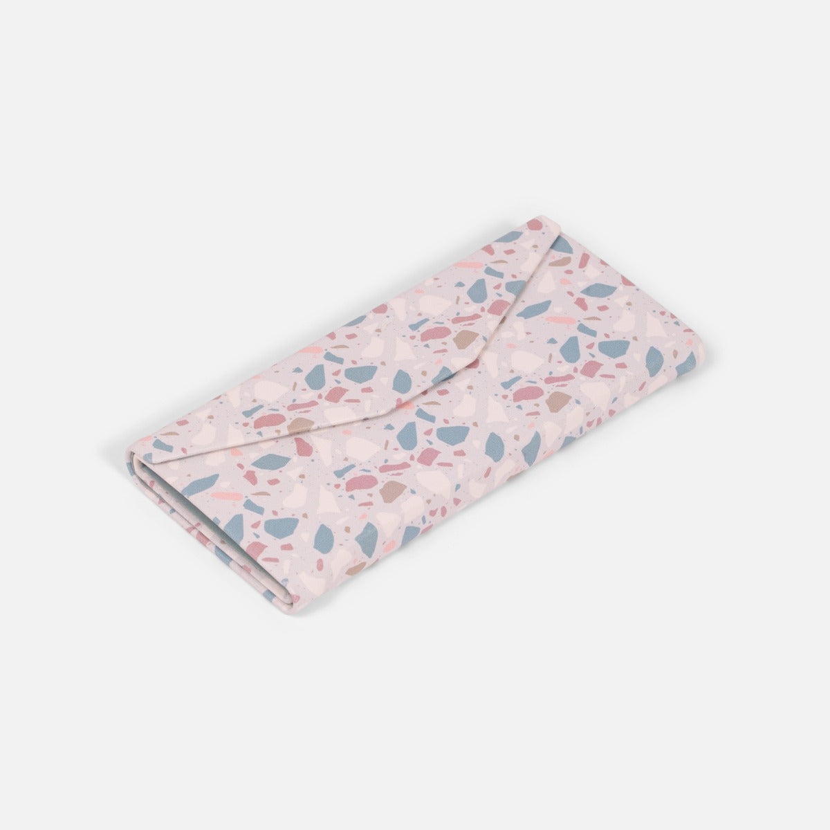 Foldable glasses case with terrazzo pattern   