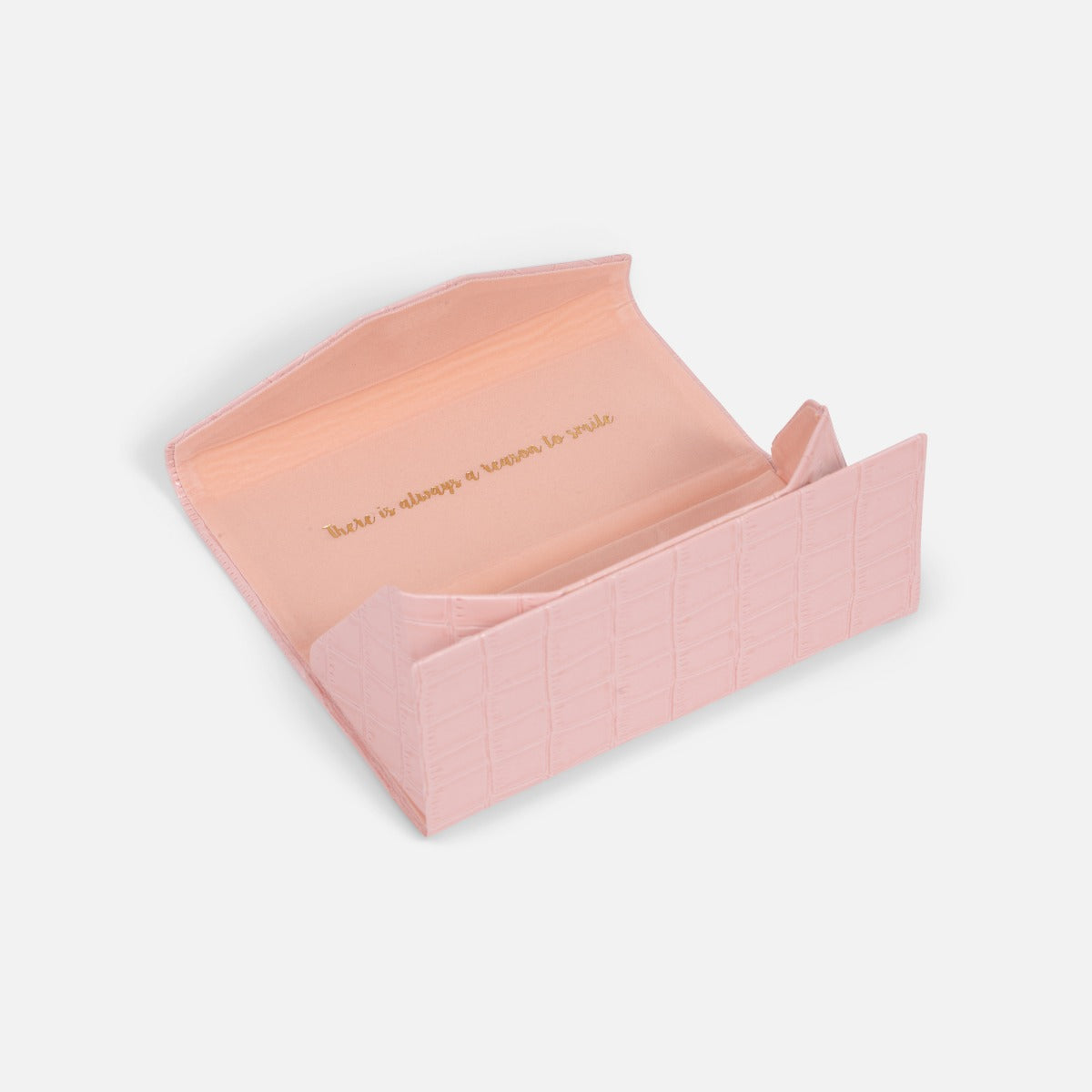 Pink foldable glasses case with crocodile texture