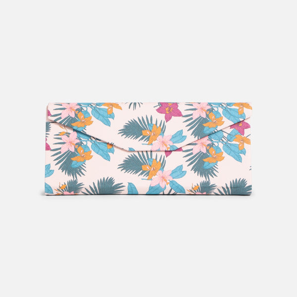 Load image into Gallery viewer, Pink foldable glasses case with lovely tropical print
