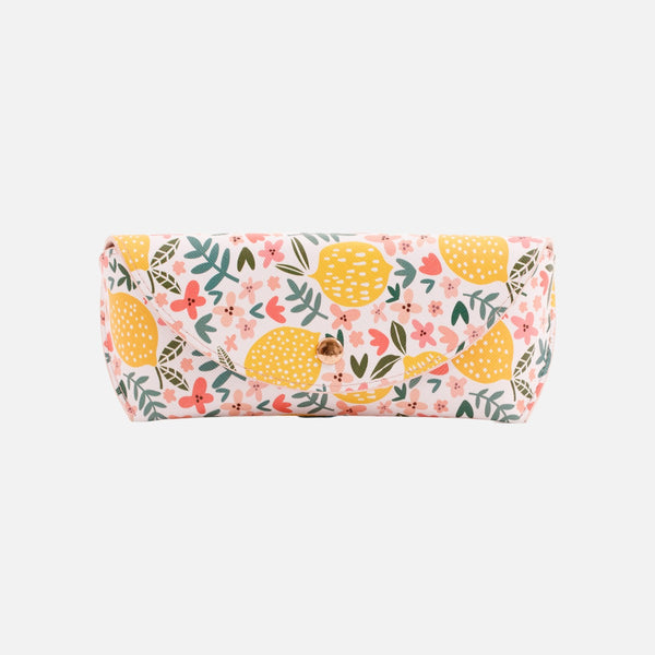 Load image into Gallery viewer, Glasses case with lemons and flowers print

