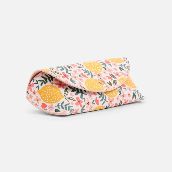 Load image into Gallery viewer, Glasses case with lemons and flowers print

