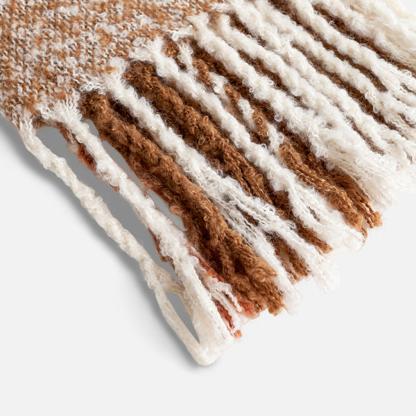 Load image into Gallery viewer, Cozy beige scarf with terry fringe finish
