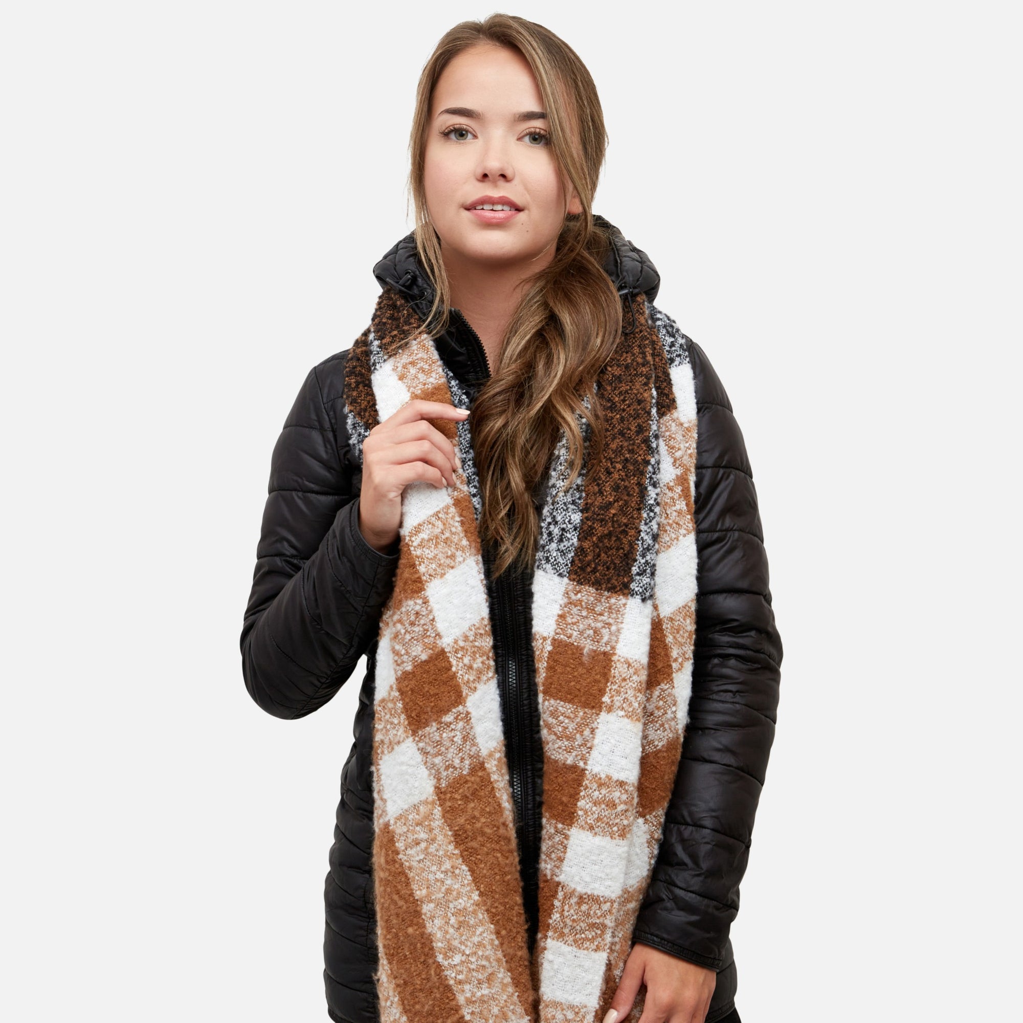 Cozy rust and black scarf