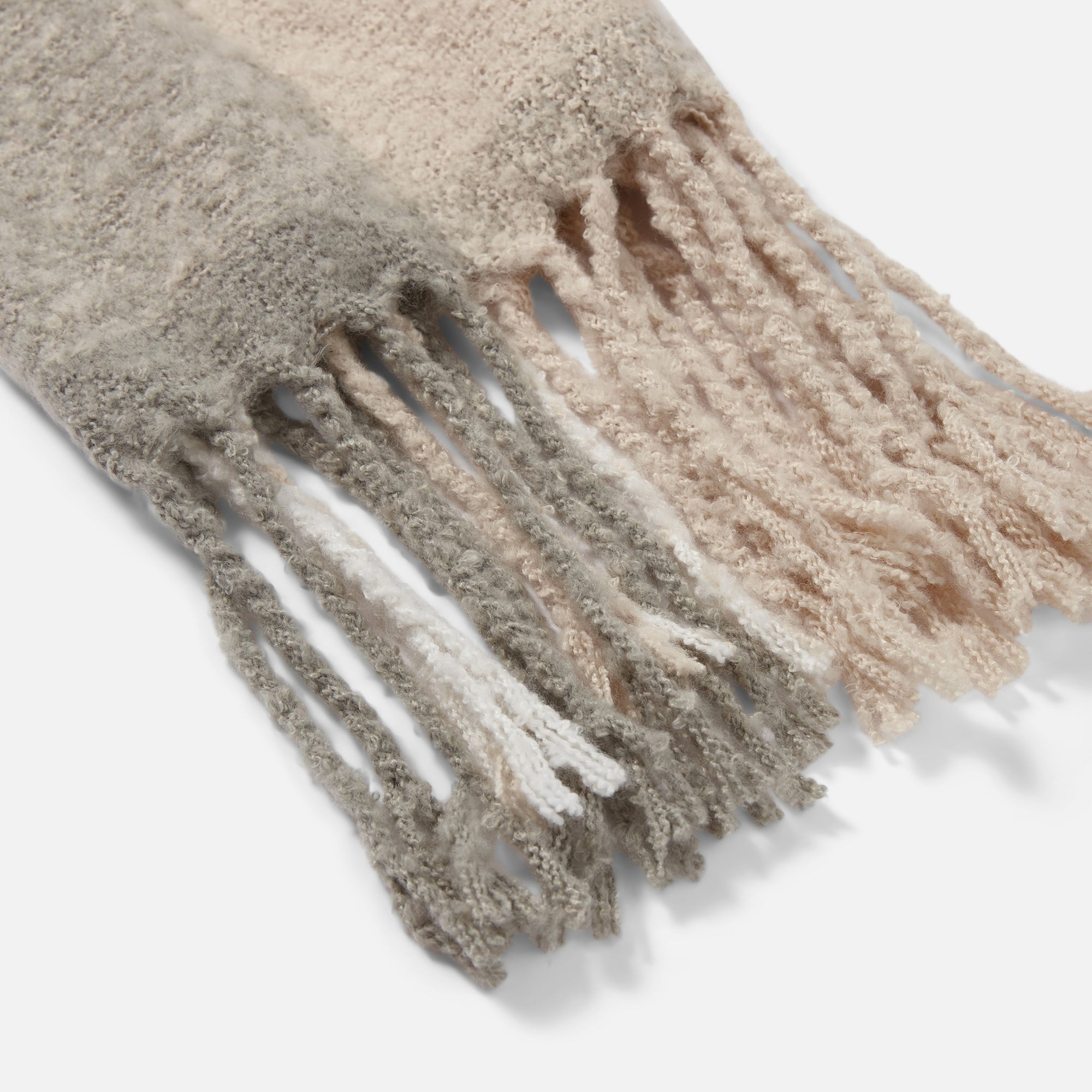 Cozy beige scarf with plaid pattern