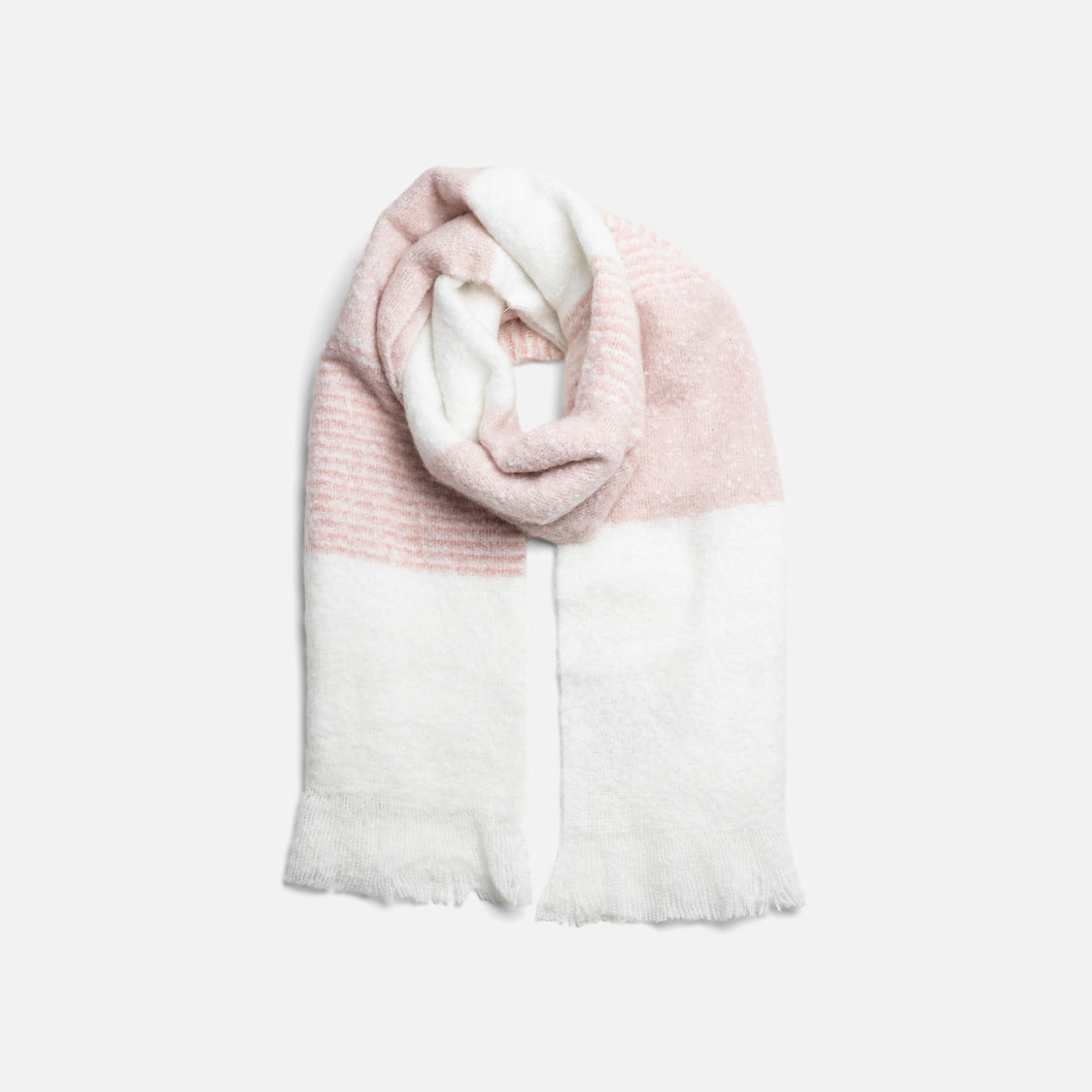 Cozy white and pink scarf