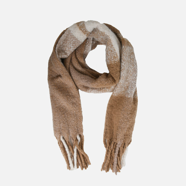 Load image into Gallery viewer, Cozy brown and beige scarf
