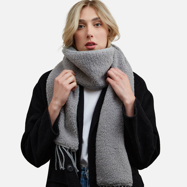 Load image into Gallery viewer, Grey sherpa scarf
