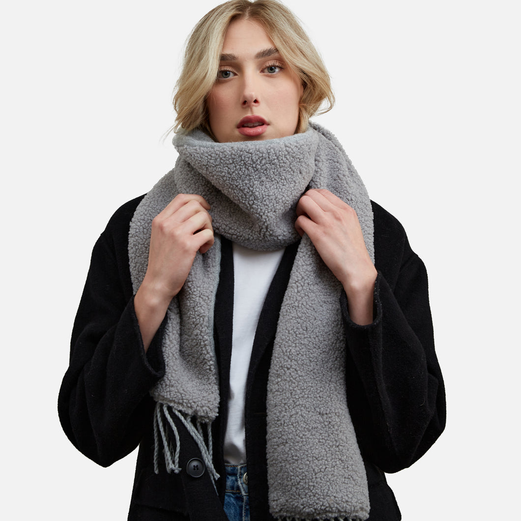 Grey sherpa scarf
