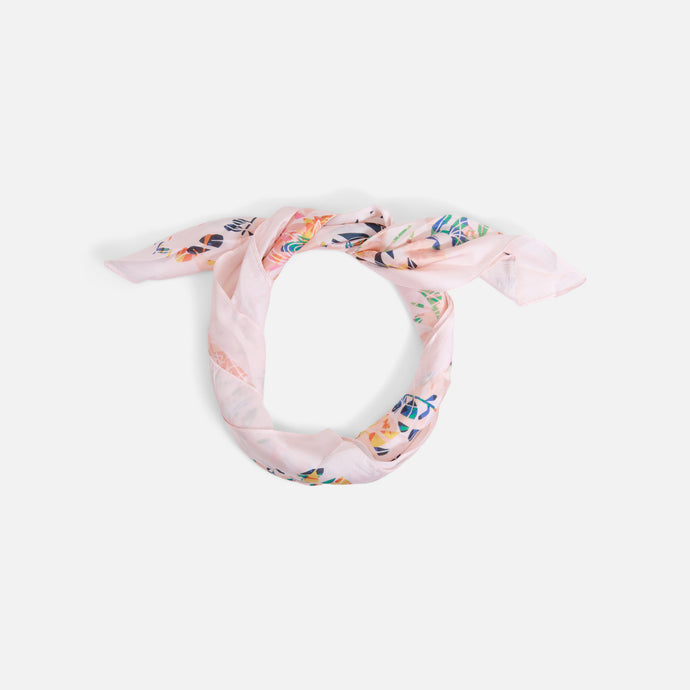 Pink hair scarf with flower print