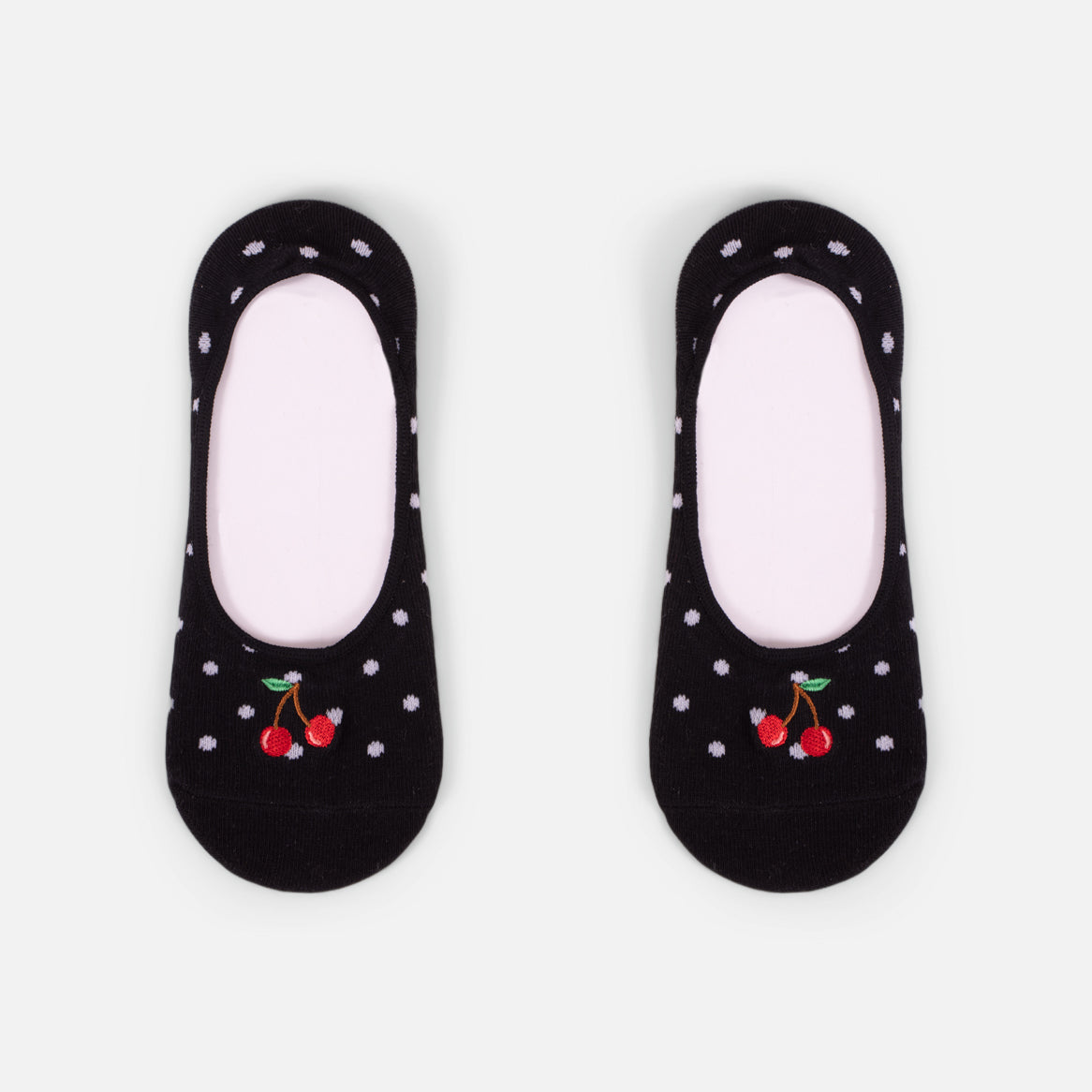 Black footlet with dots and cherries