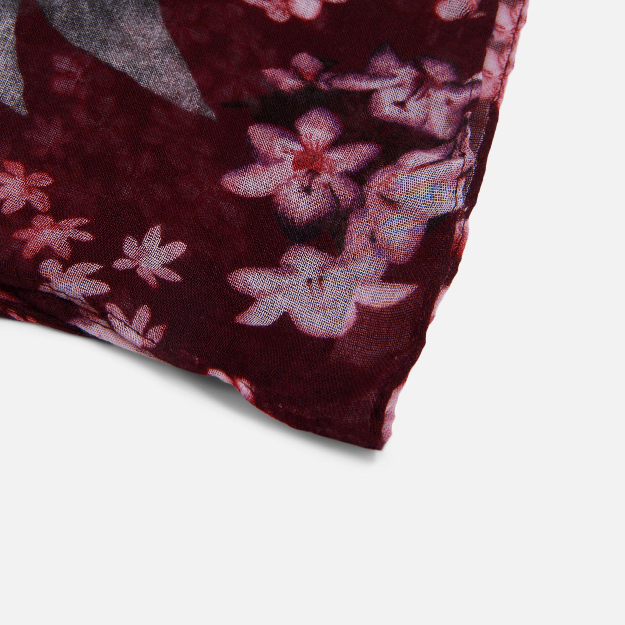 Foulard rectangle prune motif floral