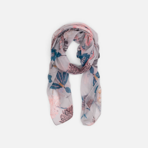Load image into Gallery viewer, Flowers textured grey rectangular scarf   
