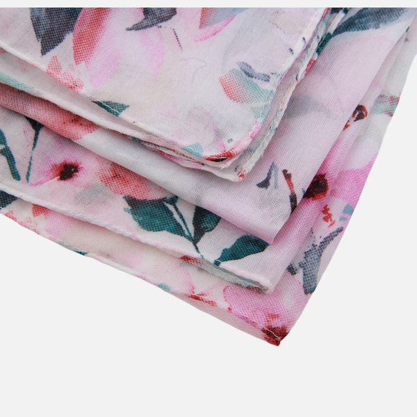 Load image into Gallery viewer, Grey rectangular scarf with pink flowers print
