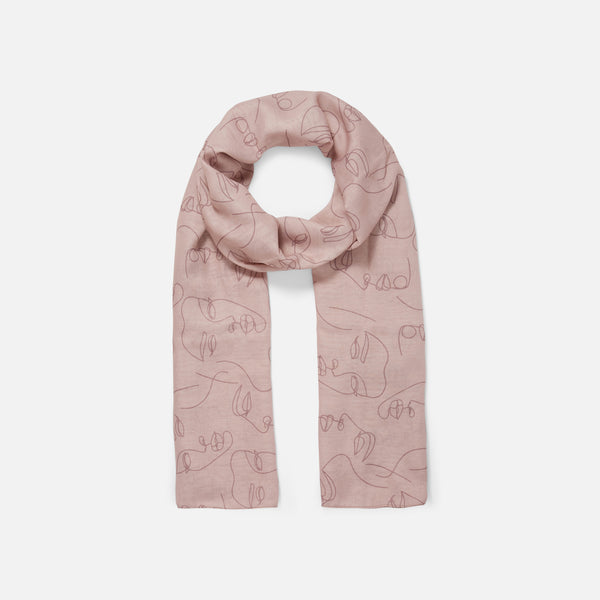 Load image into Gallery viewer, Pale pink rectangle scarf with abstract faces
