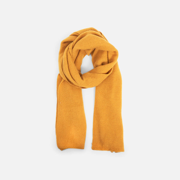 Load image into Gallery viewer, Ocher yellow ribbed knit scarf
