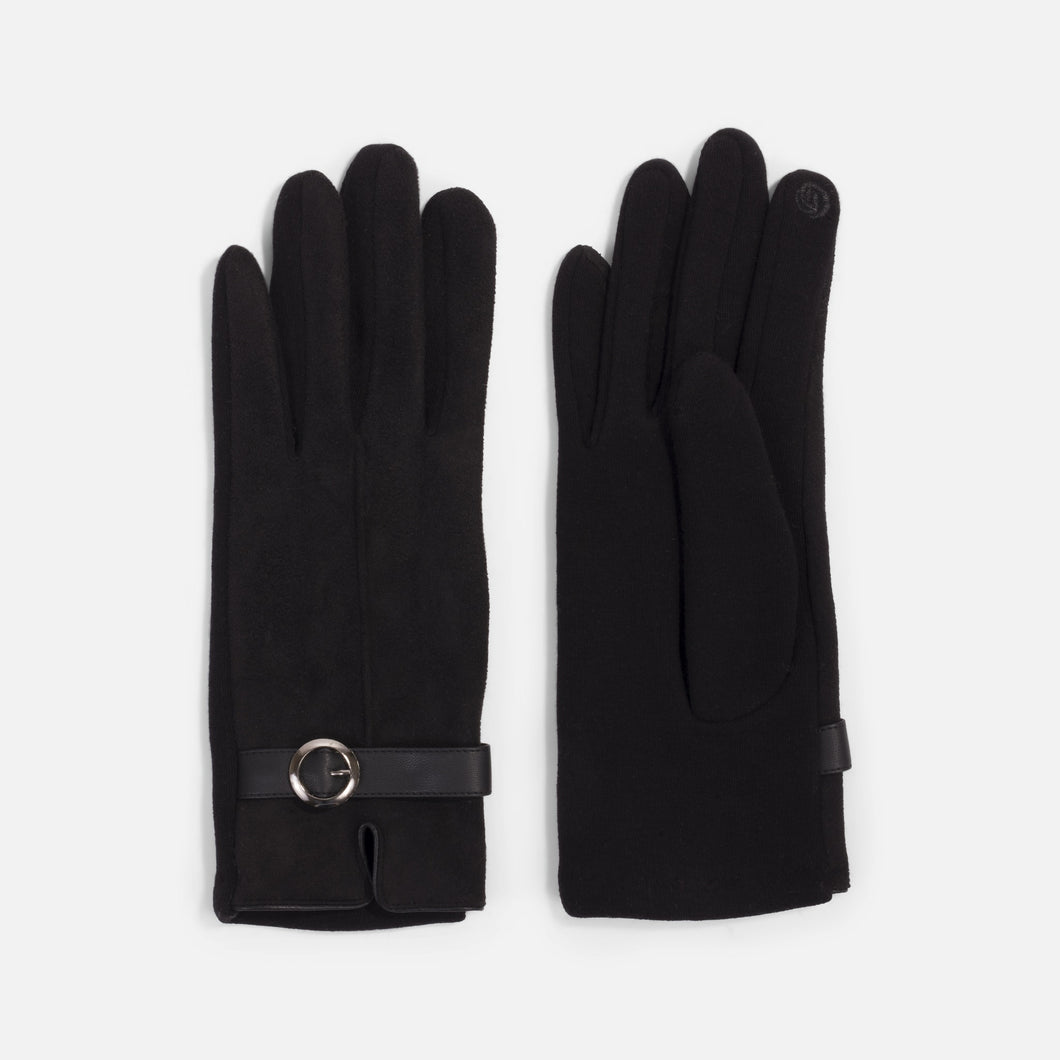 Black tactile gloves with belt