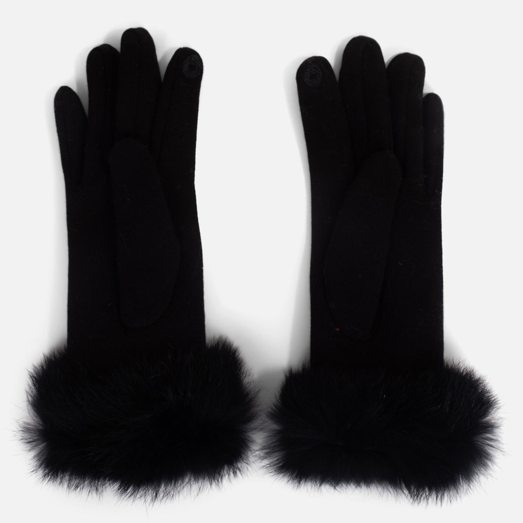 Gants tactiles noirs avec bord festonné – Bizou