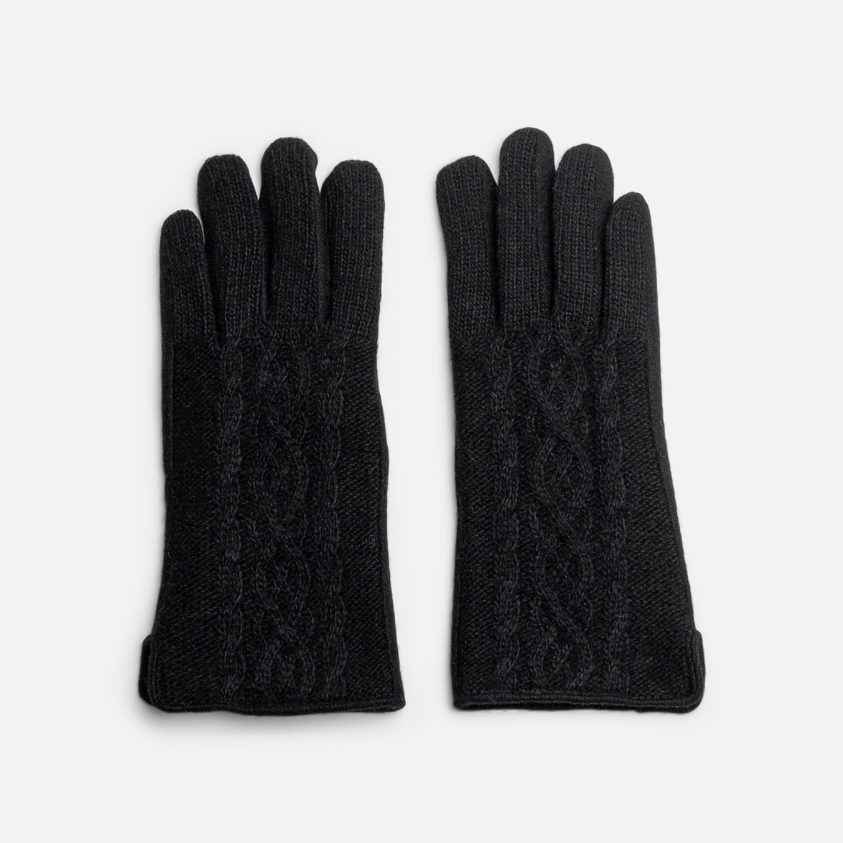 Gants noirs tricot torsadé