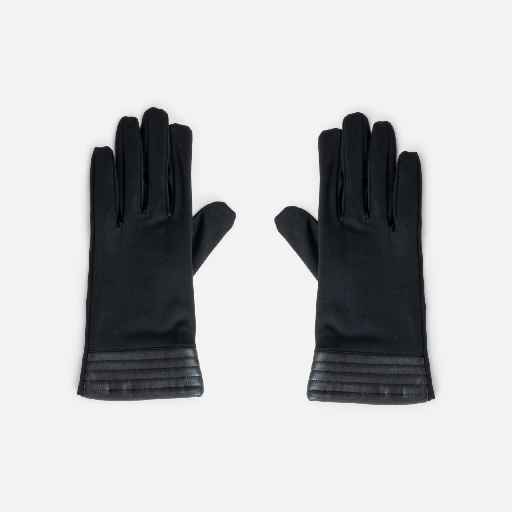 Black gloves with lined details at the cuffs