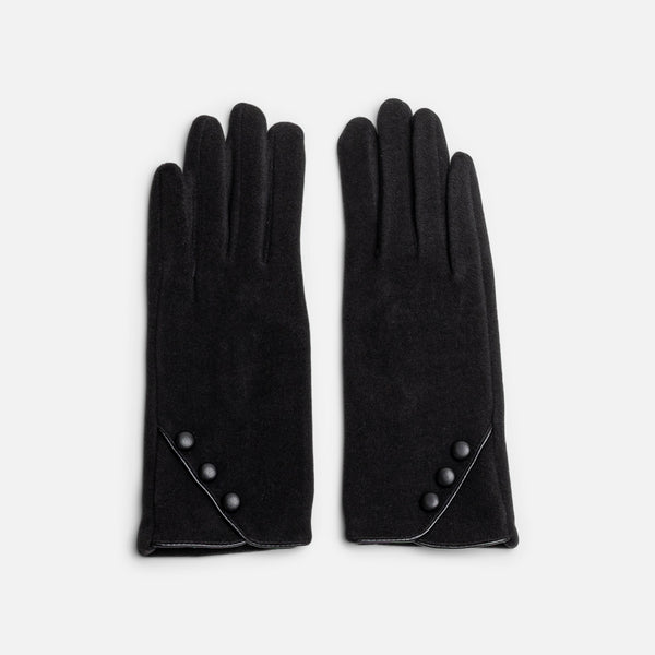Load image into Gallery viewer, Black touchscreen gloves with buttons
