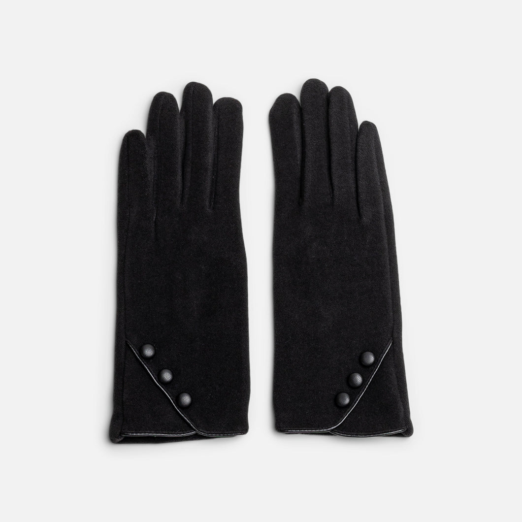 Black touchscreen gloves with buttons