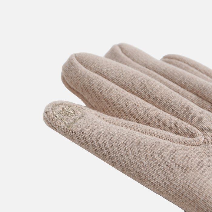 Gants tactiles en tricot beige deux en un