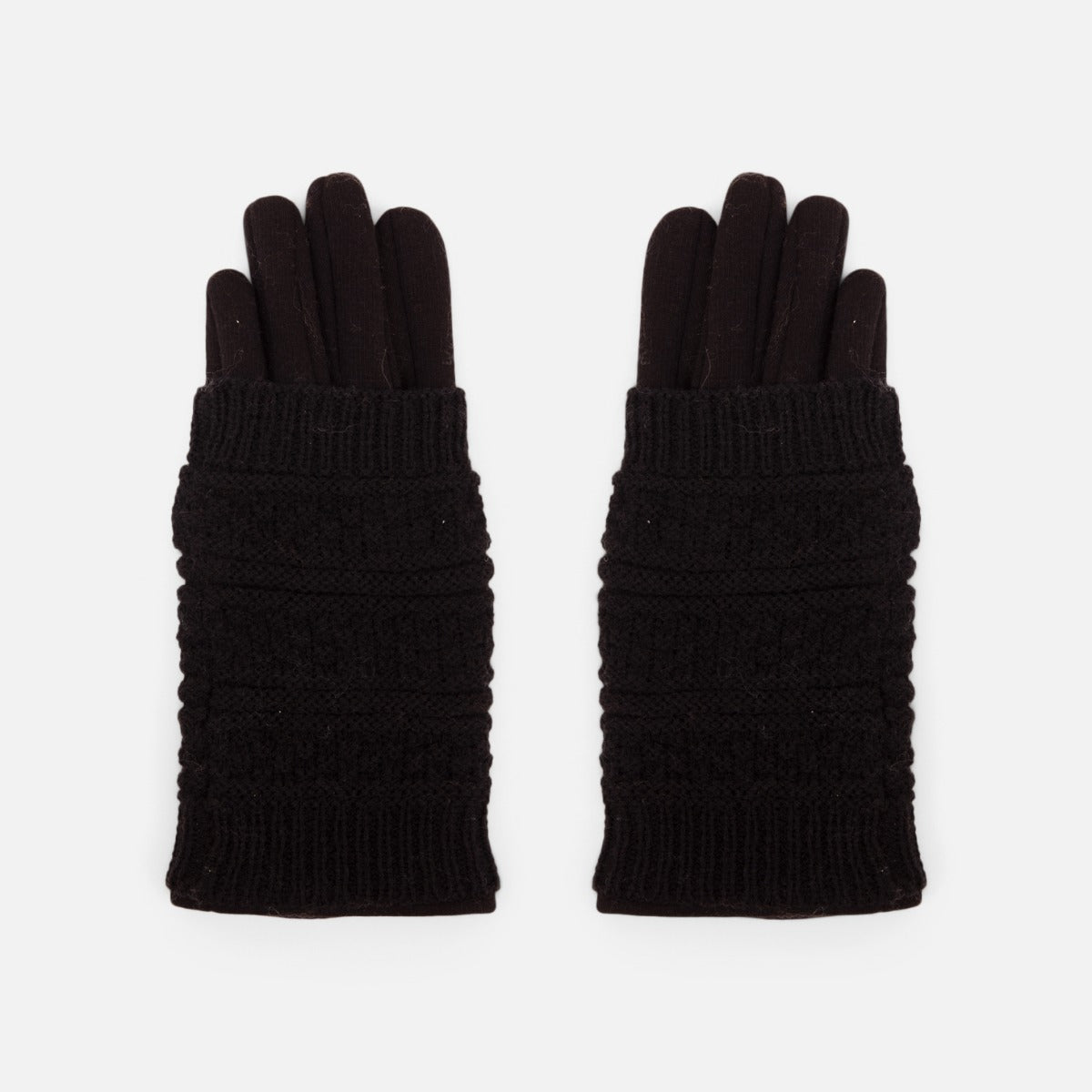 Black touch gloves with added knitting