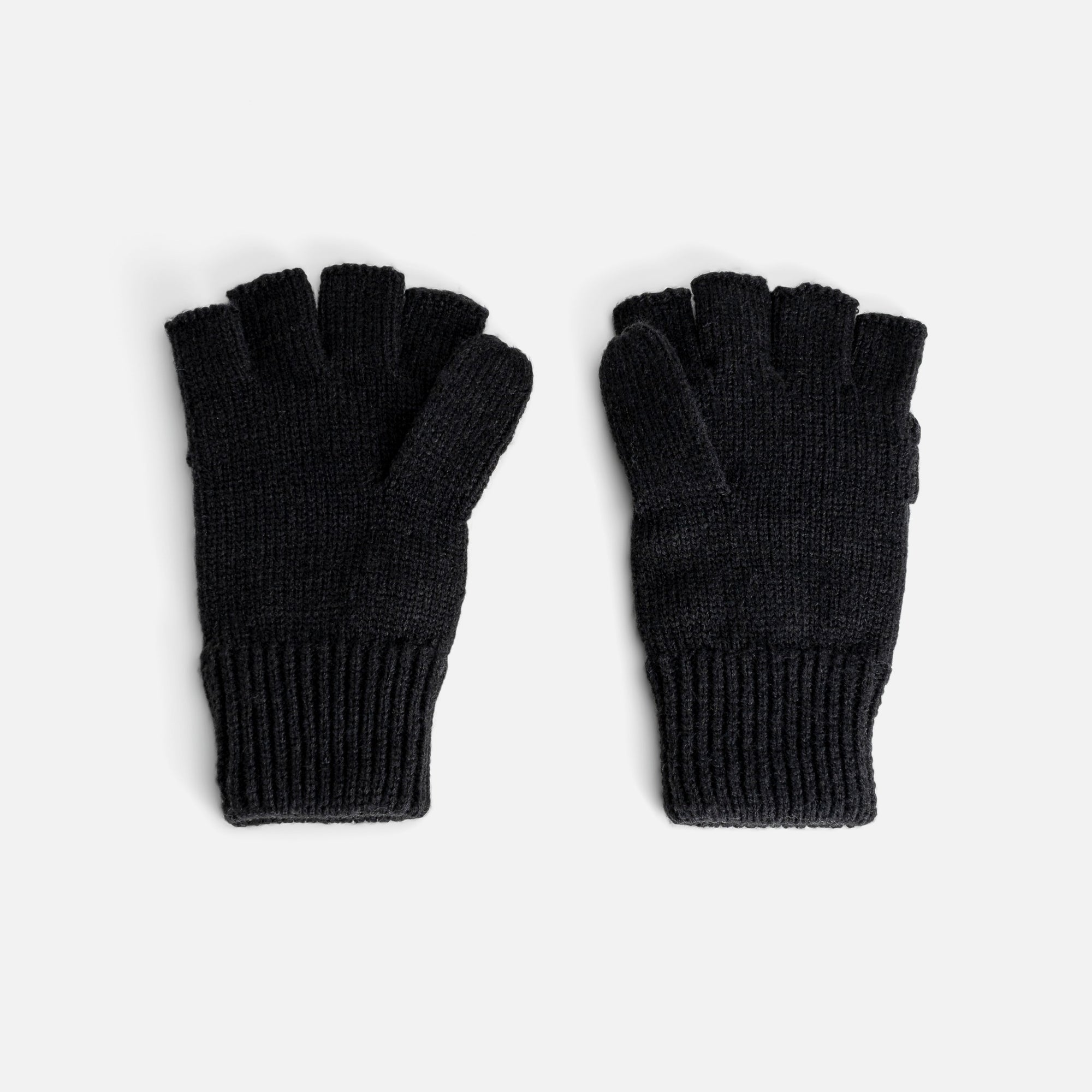Black convertible gloves with removable fingertip flap