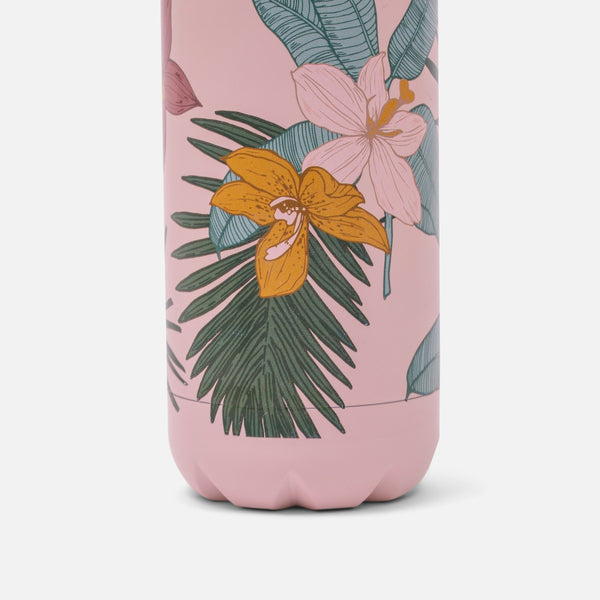 Load image into Gallery viewer, Stainless steel water bottle with tropical print
